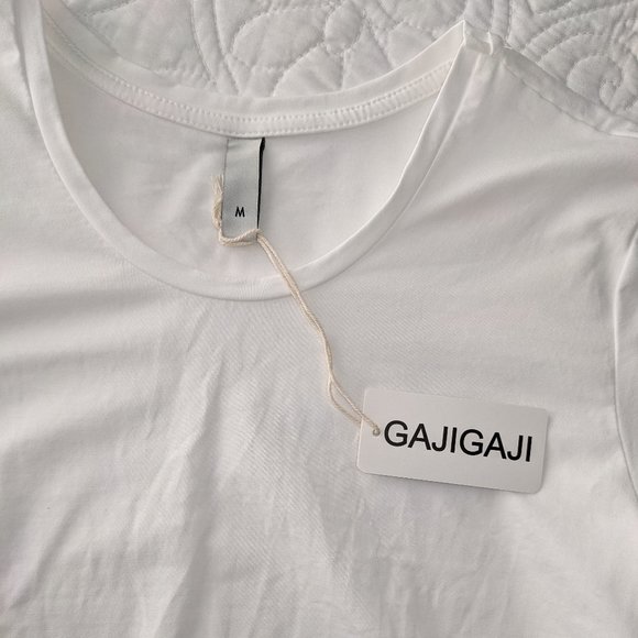 White Gajigaji Short Sleeve Knot Front Crop Top in a Misses size Medium - Picture 4 of 13